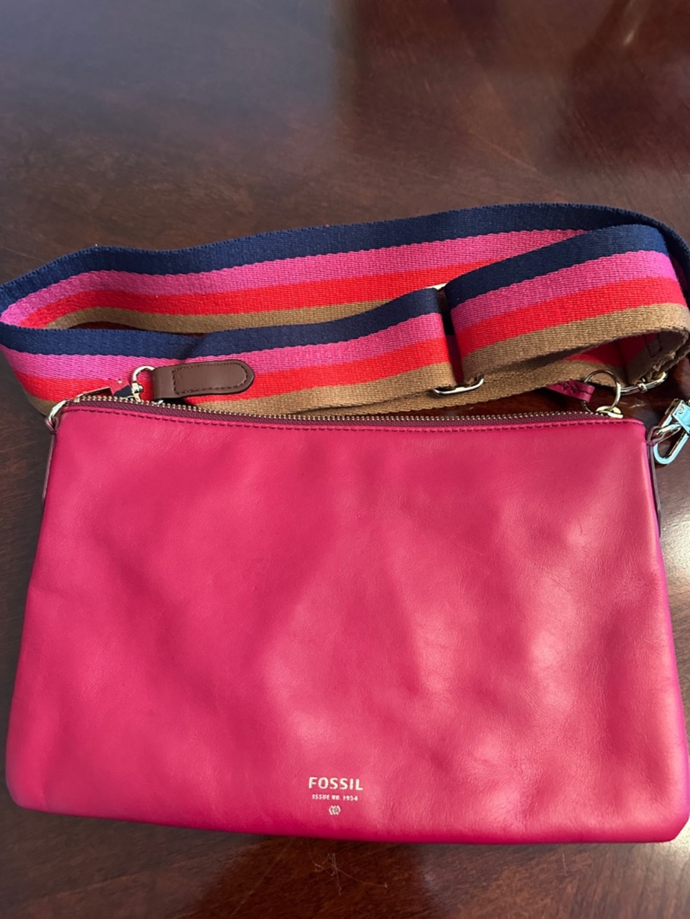 Fossil Sydney Top Zip Leather Crossbody in Orchid - Picture 7 of 10